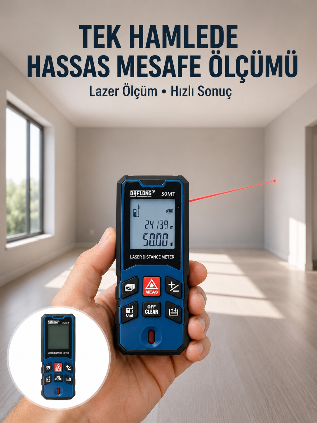 Lazer Metre 50 MT Hassas ve Hızlı Ölçüm Özellikli - Lisinya