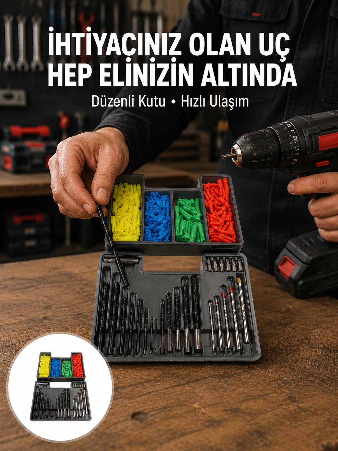 Matkap Ucu Seti 24 Parça Organizer Kutulu Ahşap Metal Beton Uyumlu - Lisinya Matkap Ucu Seti 24 Parça Organizer Kutulu Ahşap Metal Beton Uyumlu - Lisinya