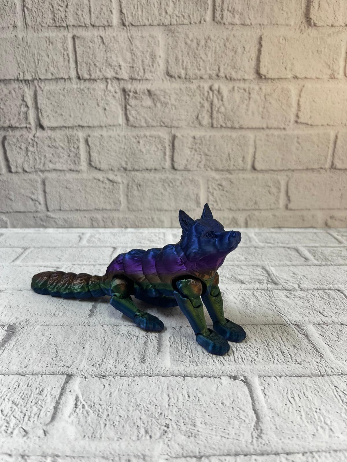 Rainbow hareketli kurt masa dekoru esnek eklem yapılı - Lisinya