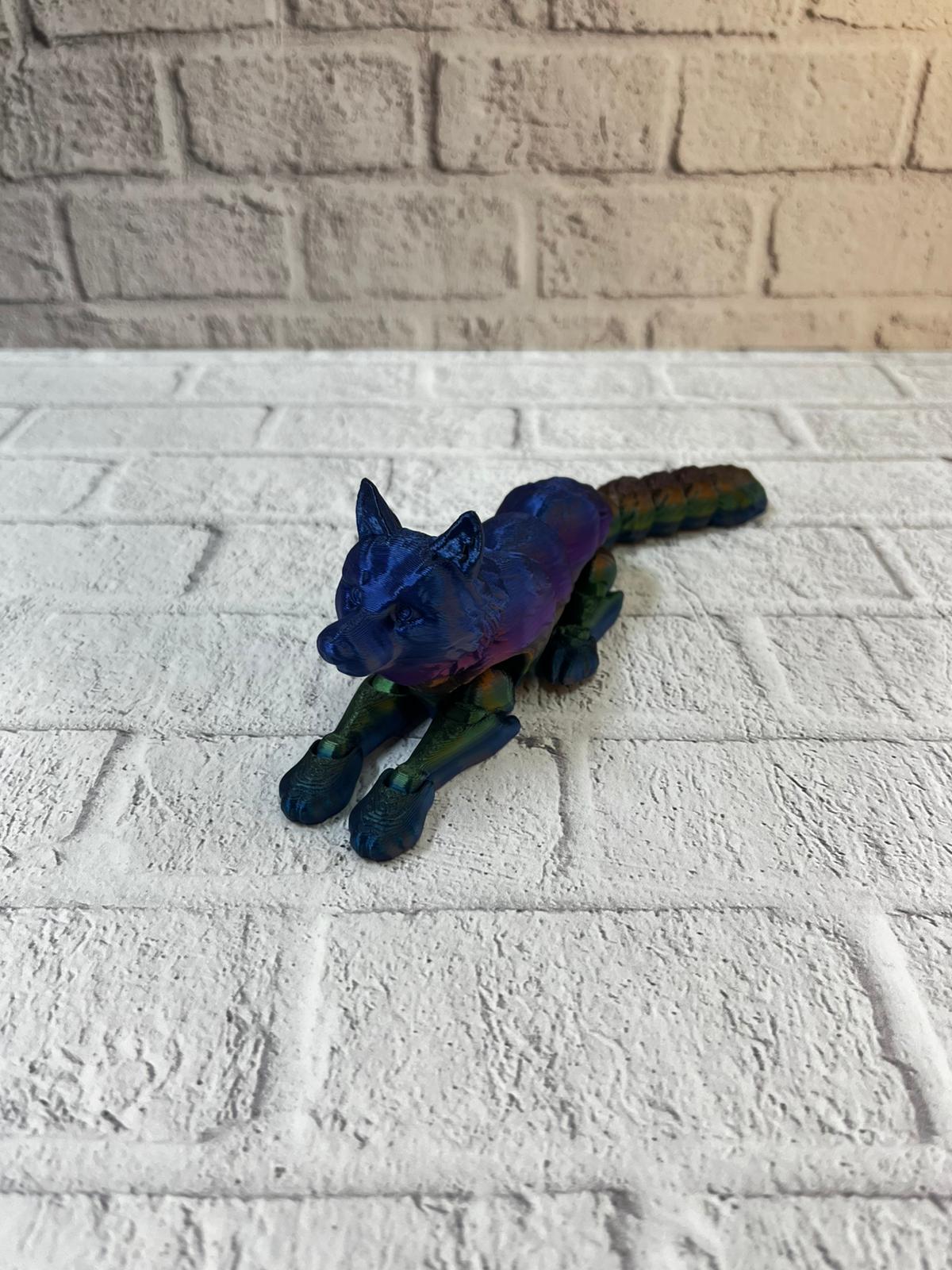 Rainbow hareketli kurt masa dekoru esnek eklem yapılı - Lisinya