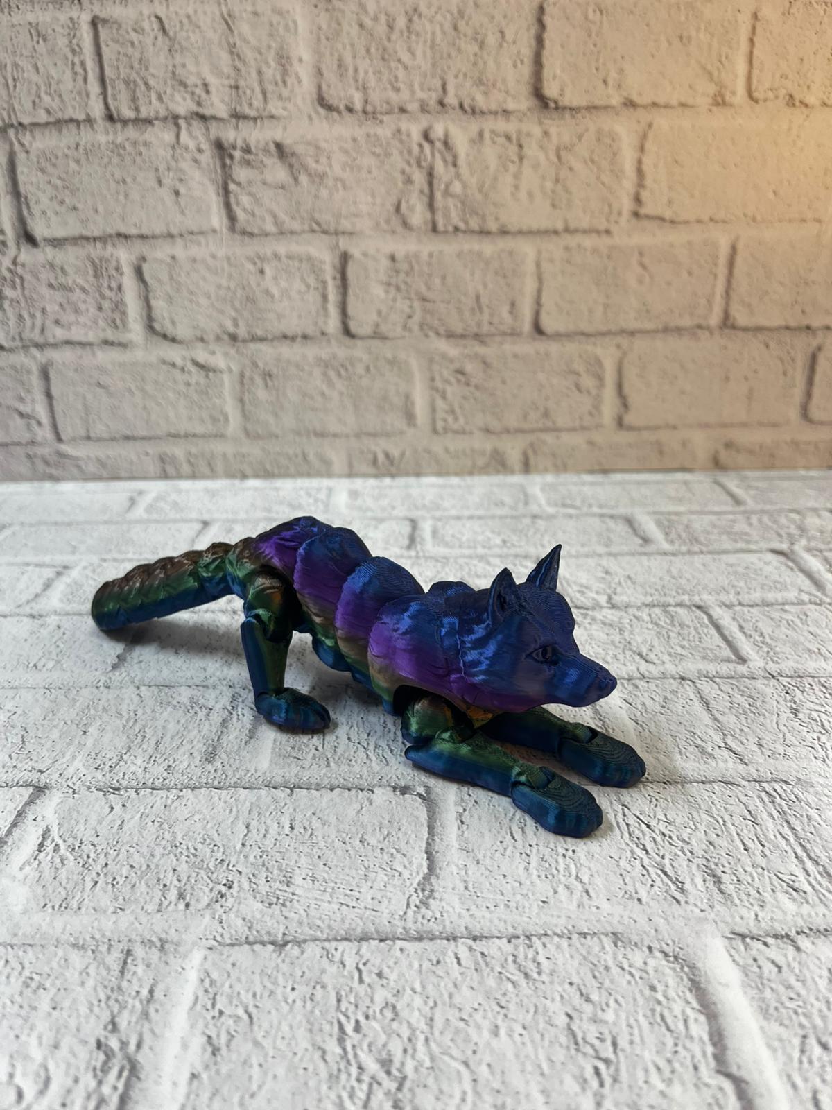 Rainbow hareketli kurt masa dekoru esnek eklem yapılı - Lisinya