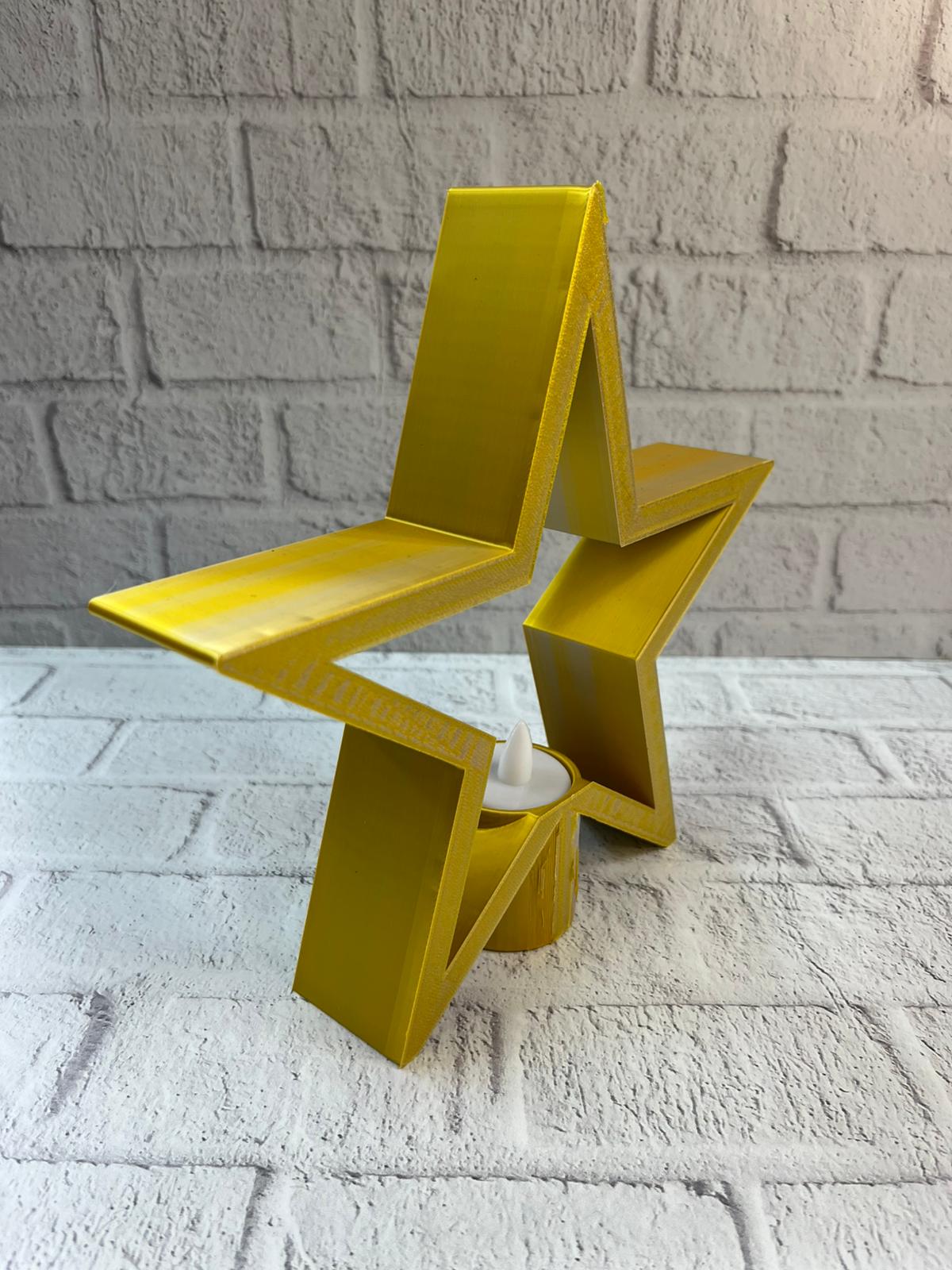 Sarı Yıldız Mumluk Modern Salon ve Raf Dekoru - Lisinya