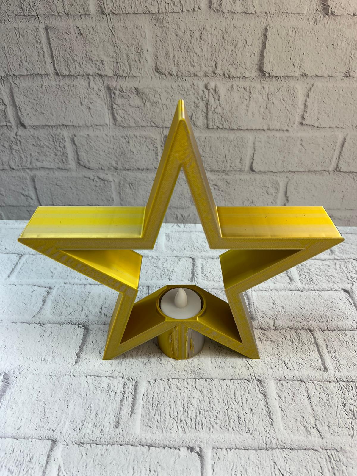 Sarı Yıldız Mumluk Modern Salon ve Raf Dekoru - Lisinya