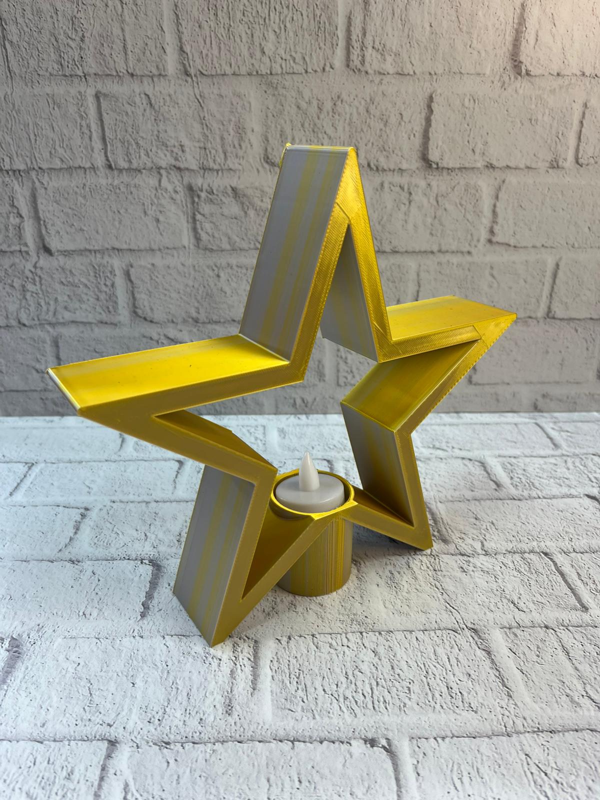 Sarı Yıldız Mumluk Modern Salon ve Raf Dekoru - Lisinya