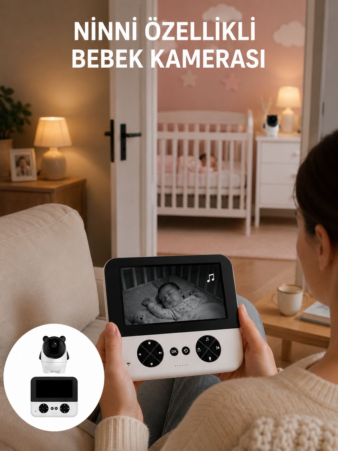 720P Bebek Kamerası Uzaktan Kontrollü Gece Görüşlü Monitör - Lisinya 720P Bebek Kamerası Uzaktan Kontrollü Gece Görüşlü Monitör - Lisinya