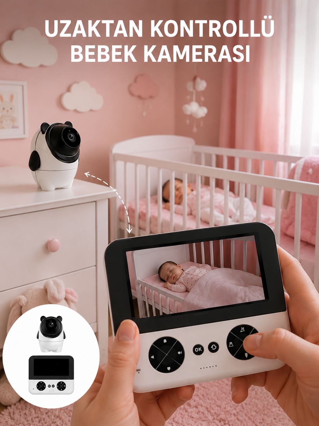 Uzaktan Kontrollü Bebek Kamerası Ninni ve Zoom Özellikli - Lisinya Uzaktan Kontrollü Bebek Kamerası Ninni ve Zoom Özellikli - Lisinya