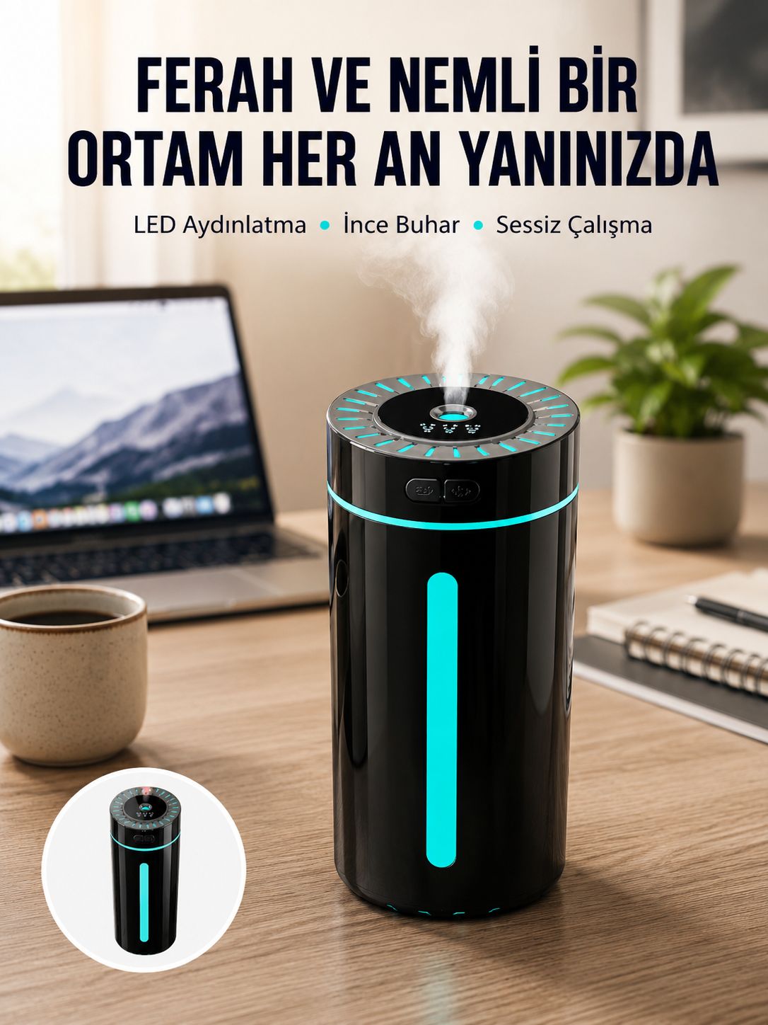 Ultrasonik Nemlendirici LED Işıklı Aromaterapi Difüzör Sessiz Çalışma Yeni Nesil - Lisinya Ultrasonik Nemlendirici LED Işıklı Aromaterapi Difüzör Sessiz Çalışma Yeni Nesil - Lisinya
