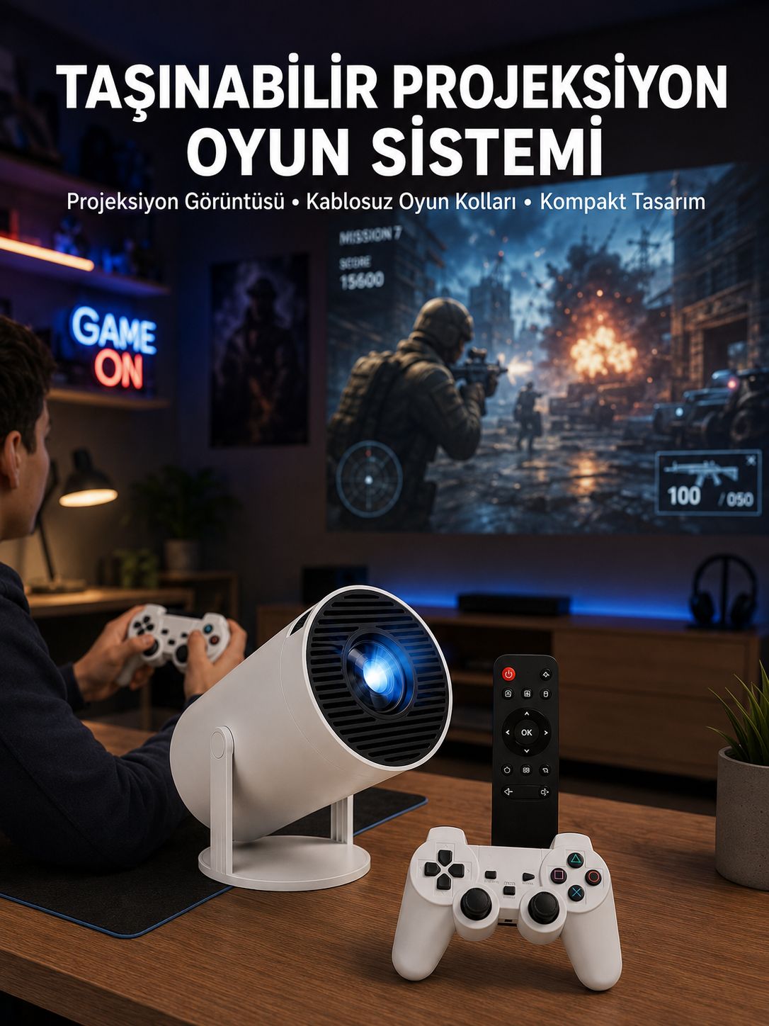Oyun Konsolu Uyumlu Kablosuz Projeksiyon Cihazı Ev Sinema Deneyimi - Lisinya Oyun Konsolu Uyumlu Kablosuz Projeksiyon Cihazı Ev Sinema Deneyimi - Lisinya
