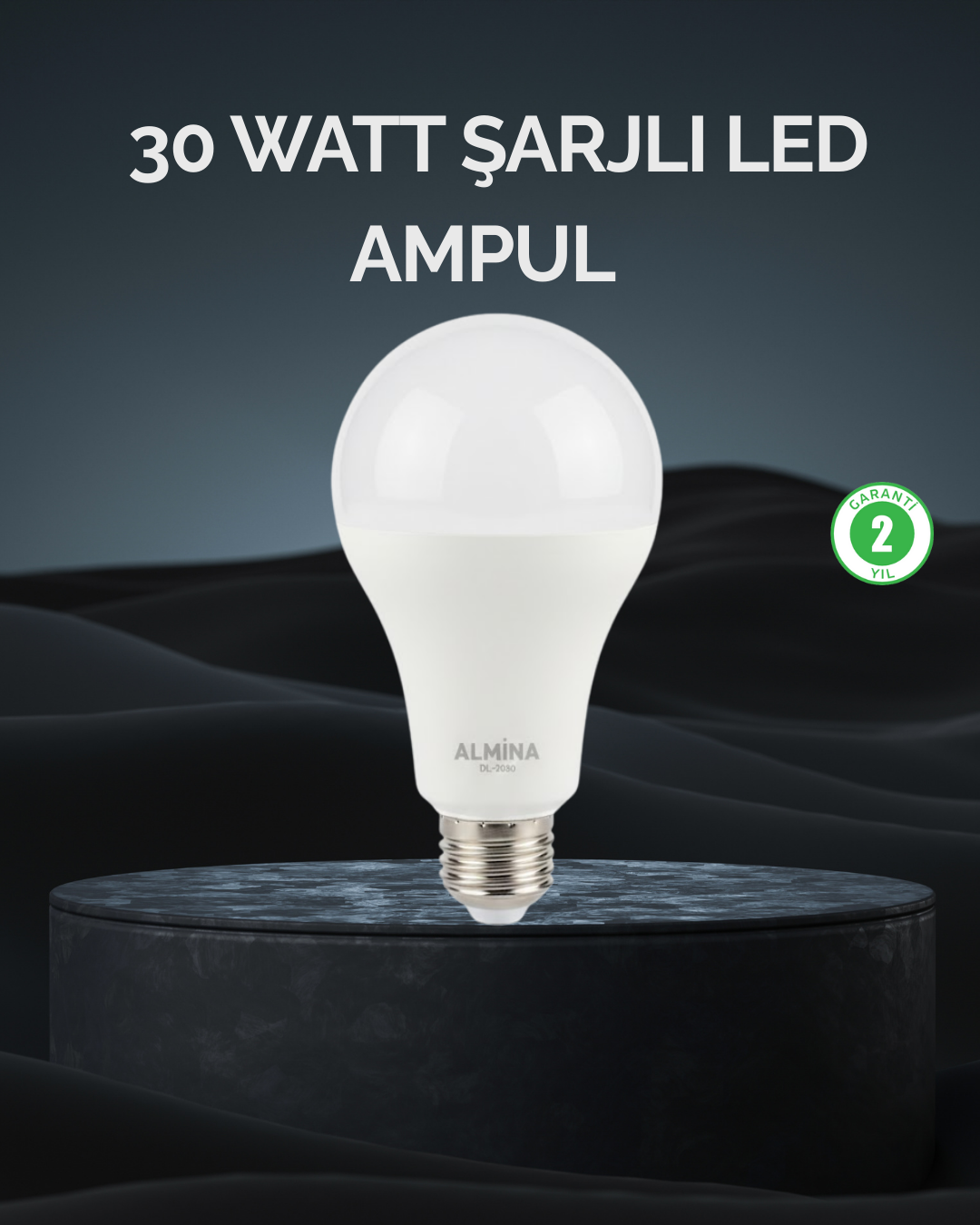 Şarjlı LED Ampul 30 Watt Soğuk Beyaz - Lisinya Şarjlı LED Ampul 30 Watt Soğuk Beyaz - Lisinya