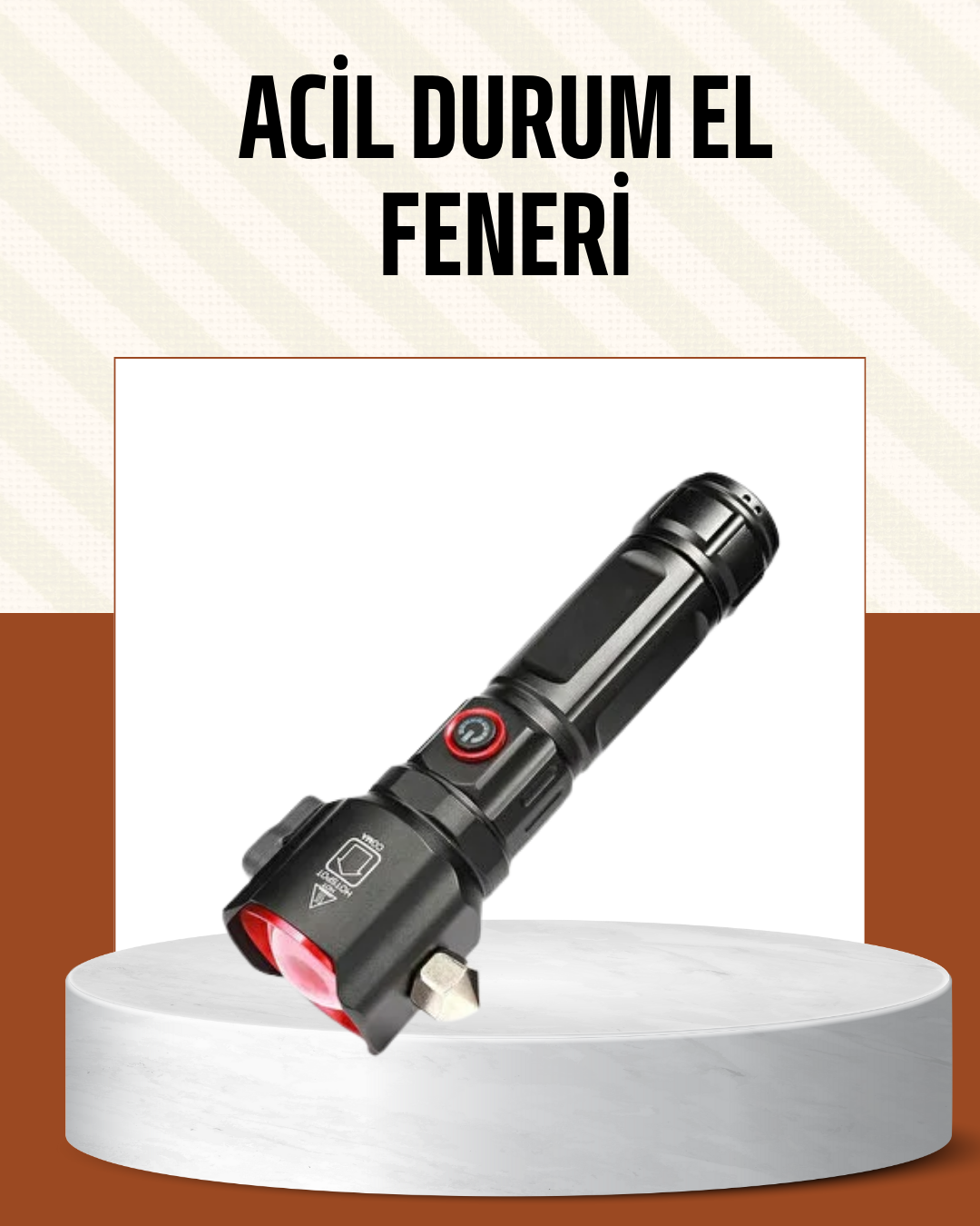 Çekiçli Pusulalı Acil Durum Feneri USB Şarjlı Çok Fonksiyonlu - Lisinya