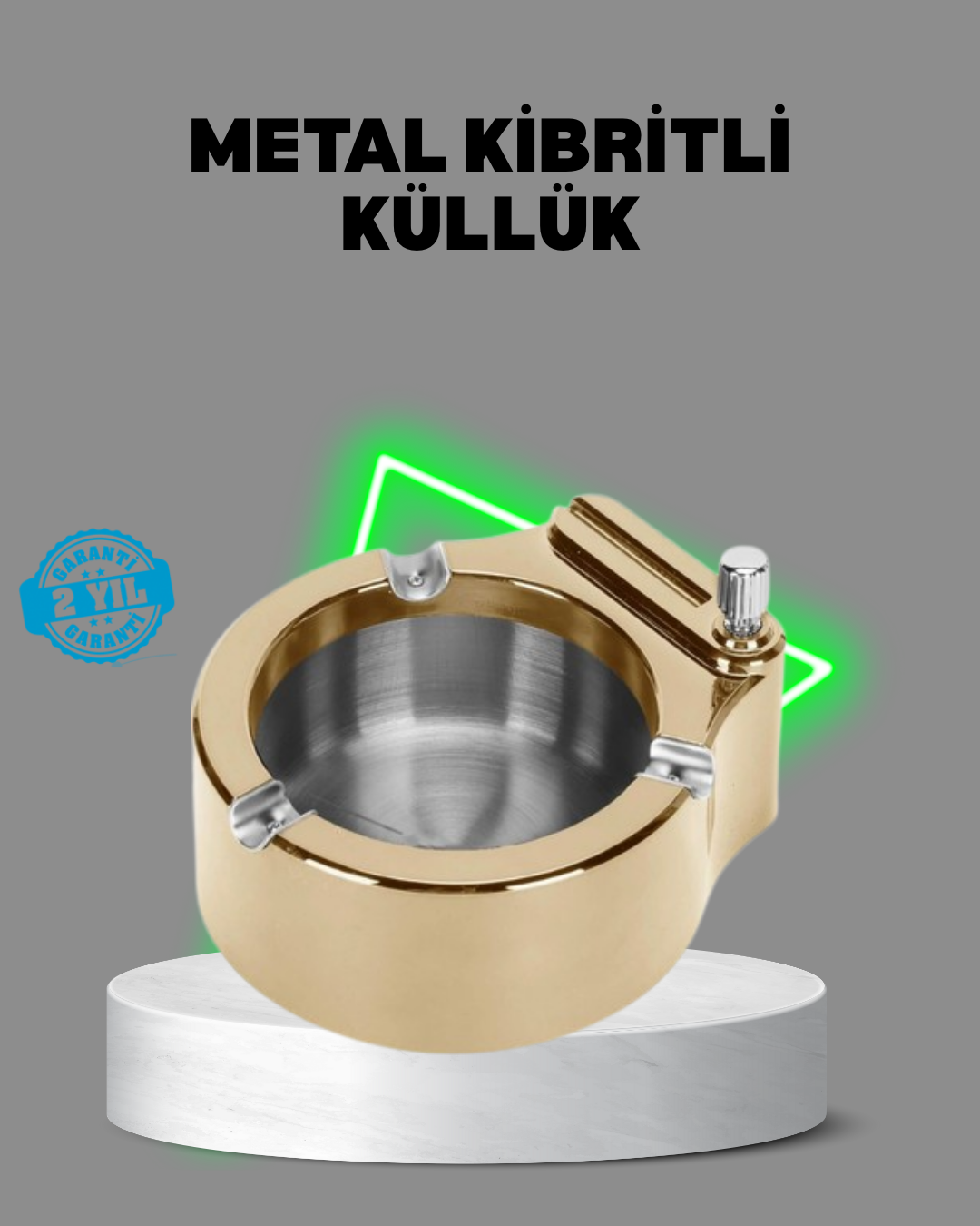 Çakmaklı Küllük Paslanmaz Metal Dayanıklı Tasarım - Lisinya