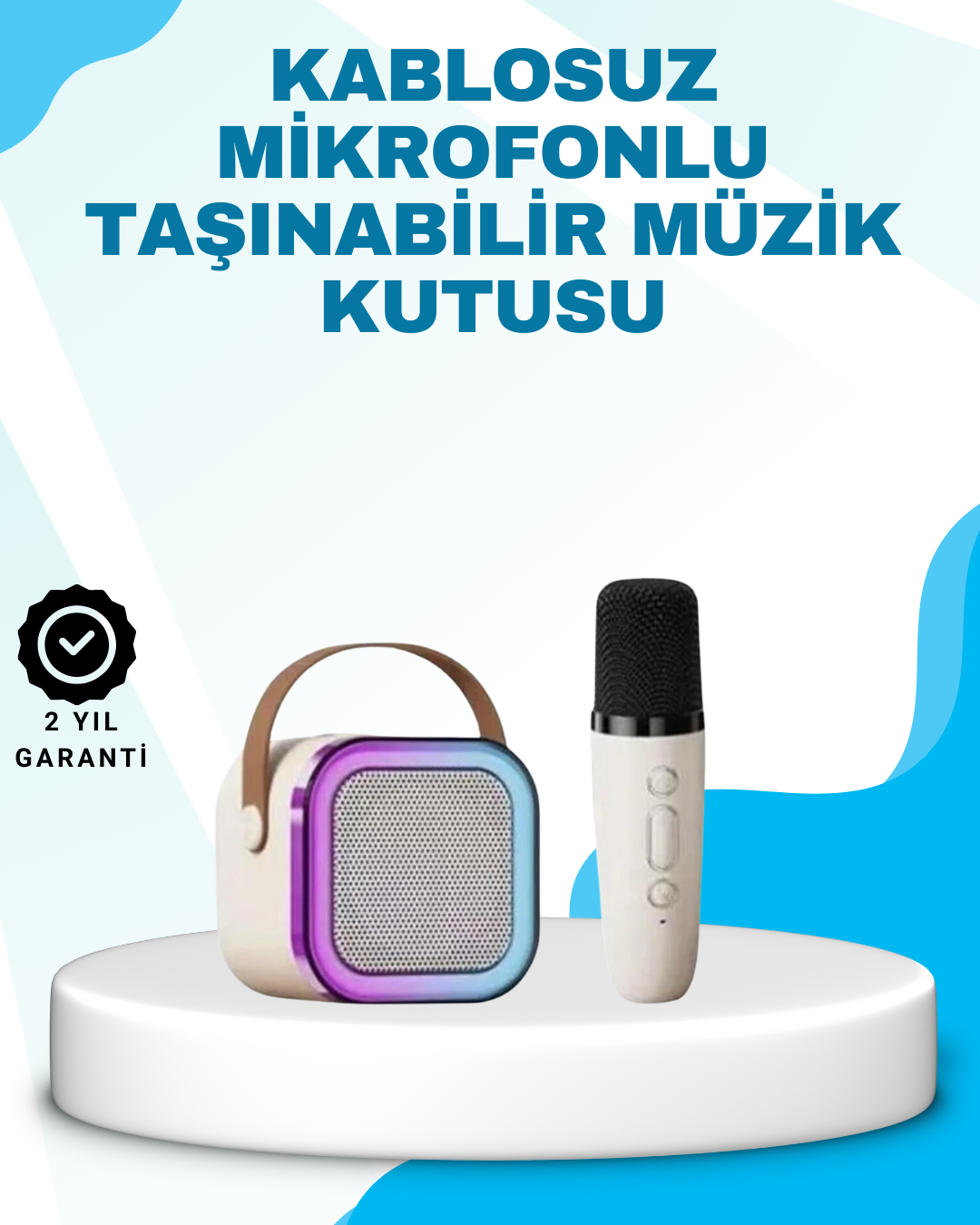 Karaoke Mikrofon Hoparlör Seti Bluetooth Kablosuz Taşınabilir - Lisinya