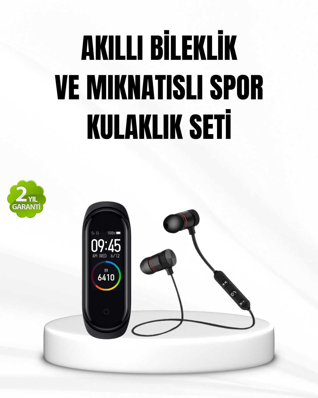 Akıllı Spor Bilekliği ve Gürültü Önleyici Bluetooth Kulaklık Seti - Lisinya