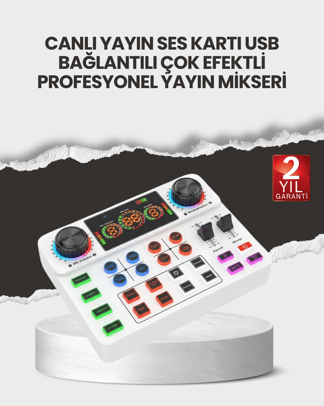 Çok Efektli Canlı Yayın Ses Mikseri USB ve Kablosuz Uyumlu - Lisinya