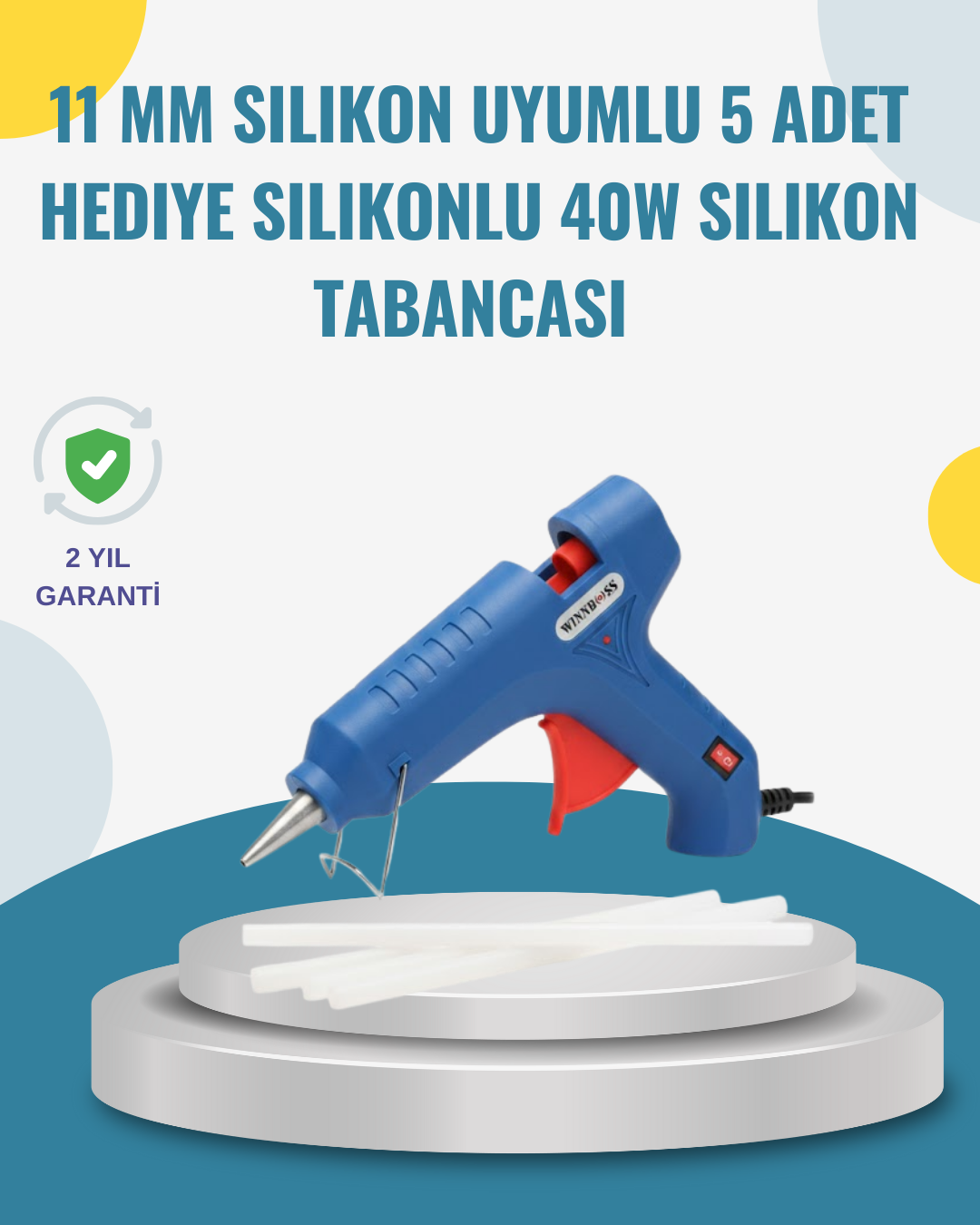 5 Silikon Hediyeli 40W Sıcak Silikon Tabancası Pratik Güçlü Kullanım - Lisinya 5 Silikon Hediyeli 40W Sıcak Silikon Tabancası Pratik Güçlü Kullanım - Lisinya