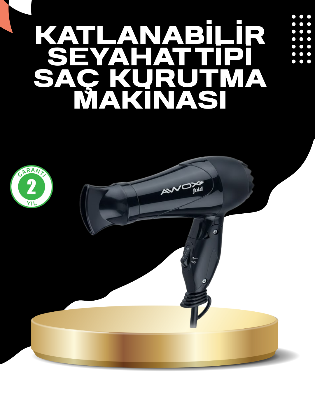 Katlanabilir Fön Makinesi Çift Isı ve Hız Ayarlı - Lisinya