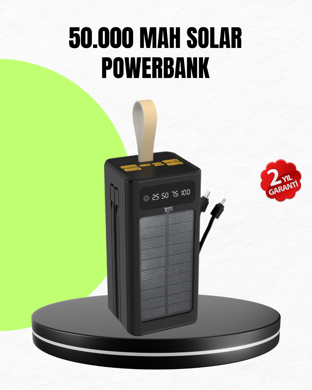 Güneş Enerjili Powerbank Dijital Göstergeli Taşınabilir Güç Kaynağı - Lisinya