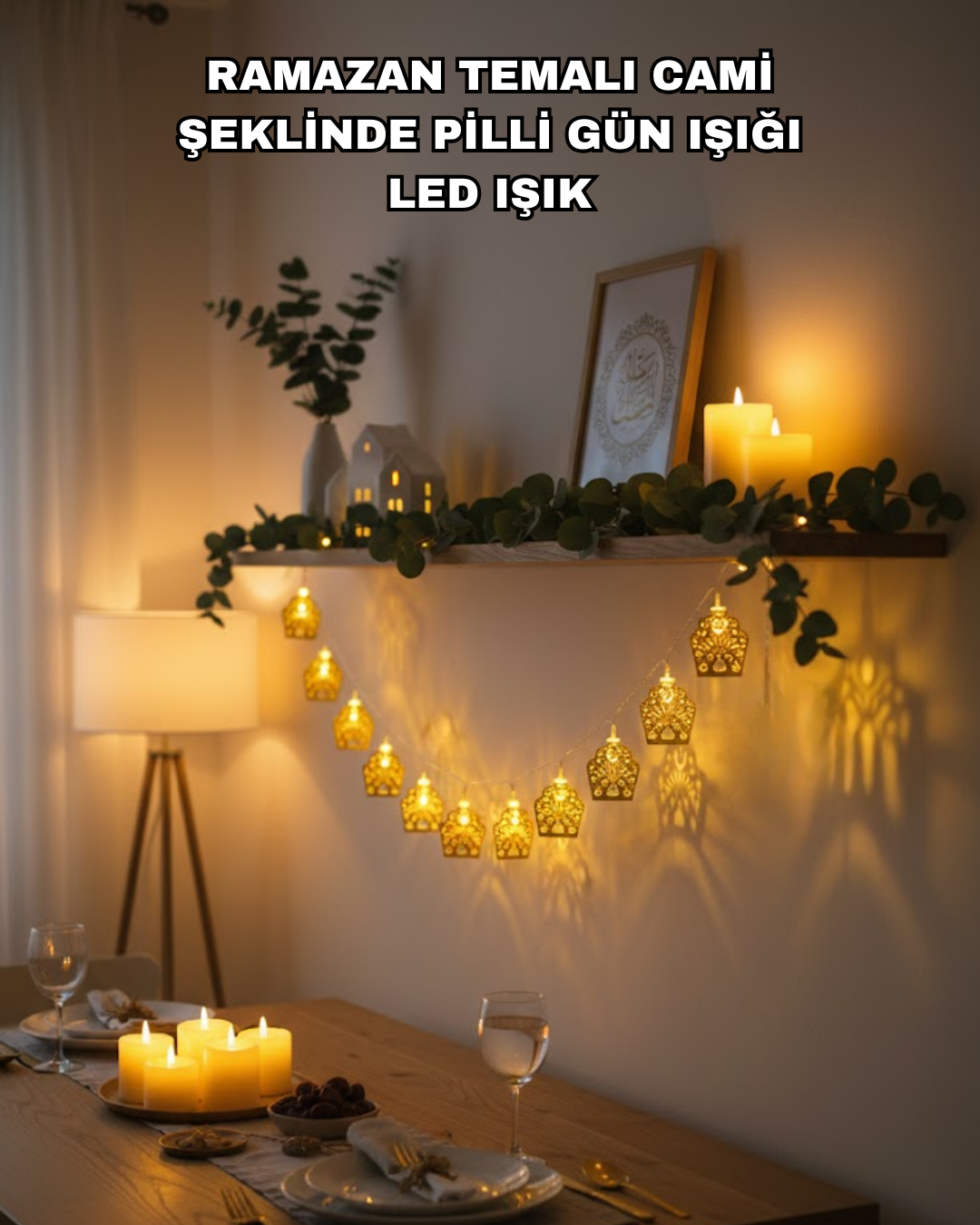 Ramazan Bayram Süslemesi İçin LED Işık Cami Figürlü Dekoratif Tasarım - Lisinya Ramazan Bayram Süslemesi İçin LED Işık Cami Figürlü Dekoratif Tasarım - Lisinya