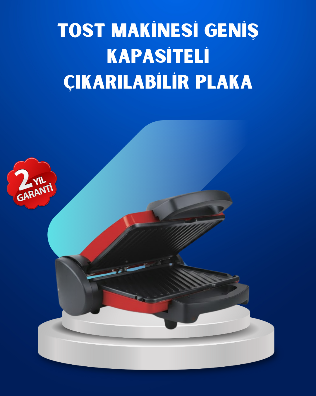 Çıkarılabilir Plakalı 2000W Tost Makinesi – Termostatlı, Kolay Temizlenir - Lisinya