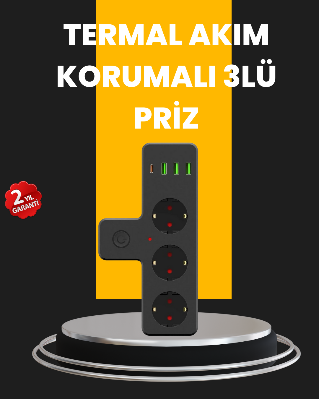 Ev ve Ofis İçin Akıllı Çoklu Priz 7 Girişli - Lisinya