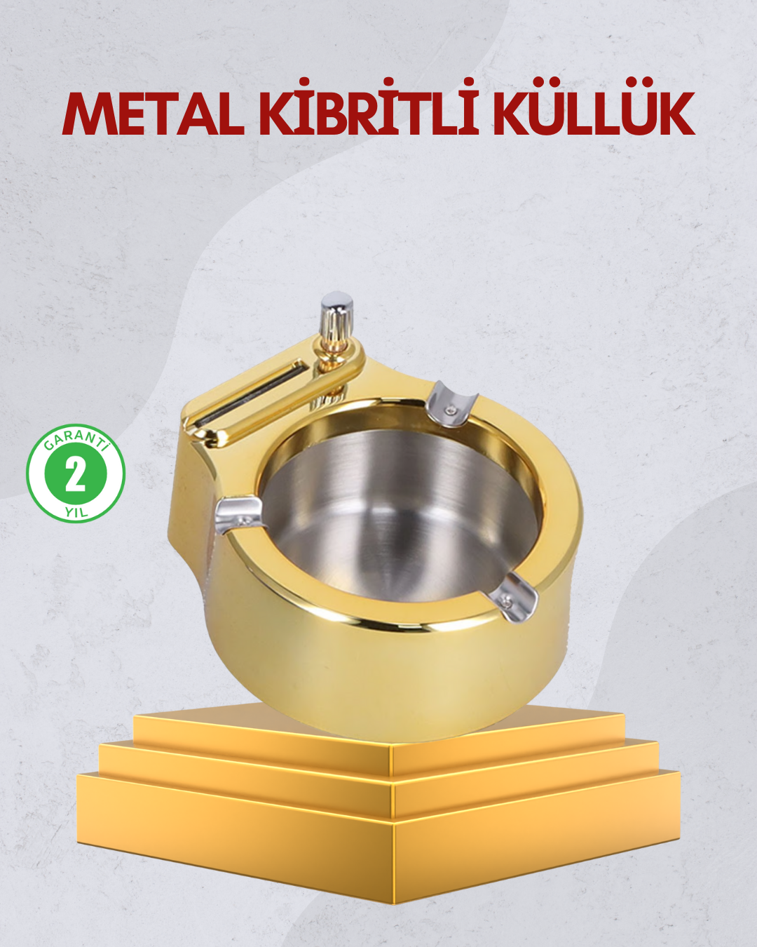 Paslanmaz Çelik Küllük Çakmaklı Masa Üstü Kullanım - Lisinya