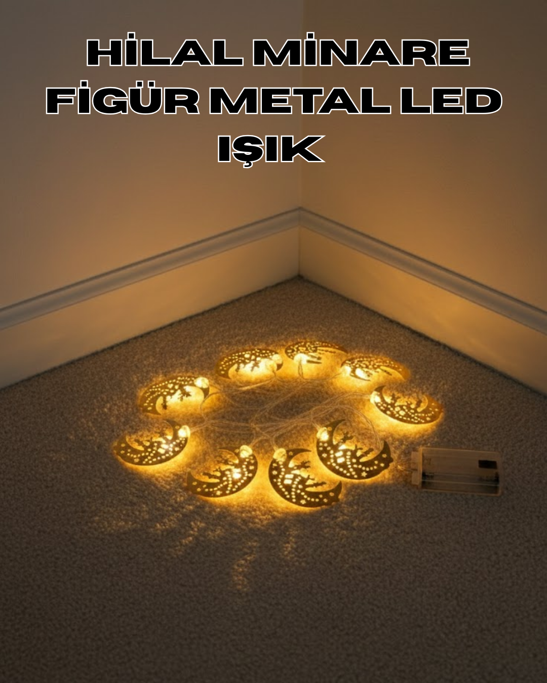 Dekoratif Minareli Hilal LED Işık Metal Gövdeli Ramazan Aydınlatma - Lisinya Dekoratif Minareli Hilal LED Işık Metal Gövdeli Ramazan Aydınlatma - Lisinya