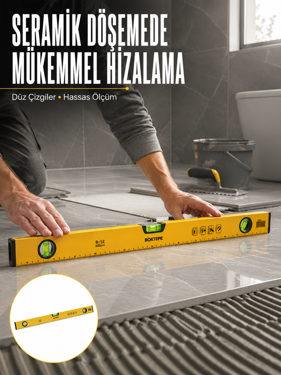 600 mm Su Terazisi Sarı Dayanıklı Gövde Hassas Ölçüm - Lisinya