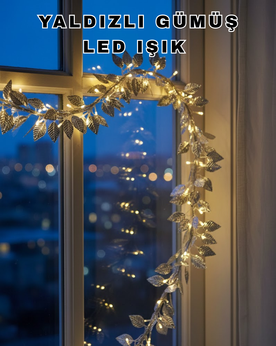 Pilli Gümüş Yaprak LED Işık Ev İçi ve Yılbaşı Dekor Aydınlatması - Lisinya Pilli Gümüş Yaprak LED Işık Ev İçi ve Yılbaşı Dekor Aydınlatması - Lisinya