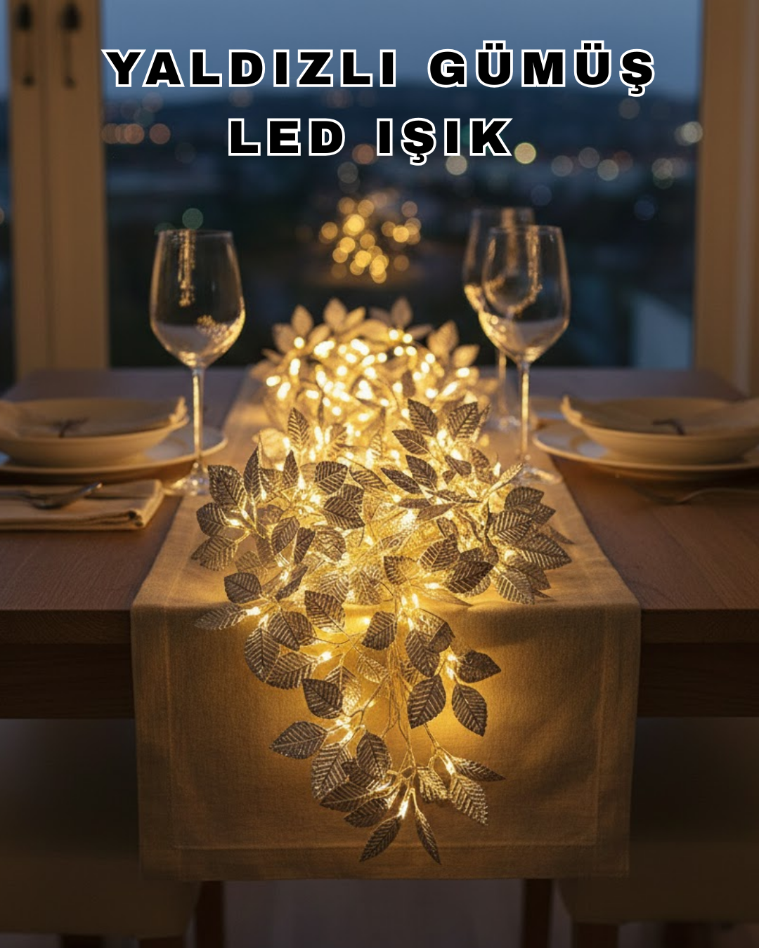 Yaprak Şekilli Gümüş LED Işık Pilli Dekoratif Aydınlatma - Lisinya Yaprak Şekilli Gümüş LED Işık Pilli Dekoratif Aydınlatma - Lisinya