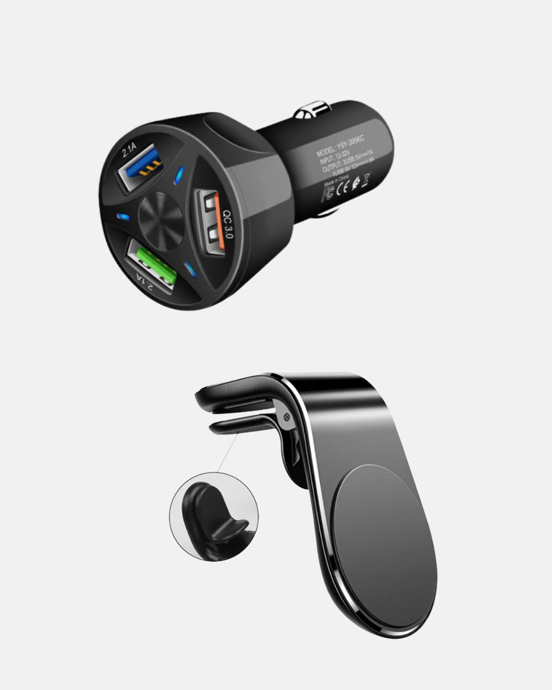 Araç İçi Telefon Tutucu + Quick Charge 3.0 Araç Şarj Cihazı Seti - Lisinya