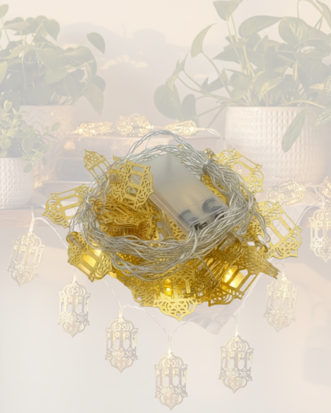 Altın Fener Detaylı Pilli Ramazan LED Işık Ev Dekorasyonu - Lisinya Altın Fener Detaylı Pilli Ramazan LED Işık Ev Dekorasyonu - Lisinya