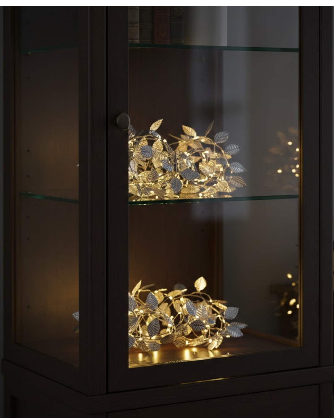 Gümüş Yaprak Tasarımlı LED Işık Pilli Ev ve Vitrin Dekoru - Lisinya