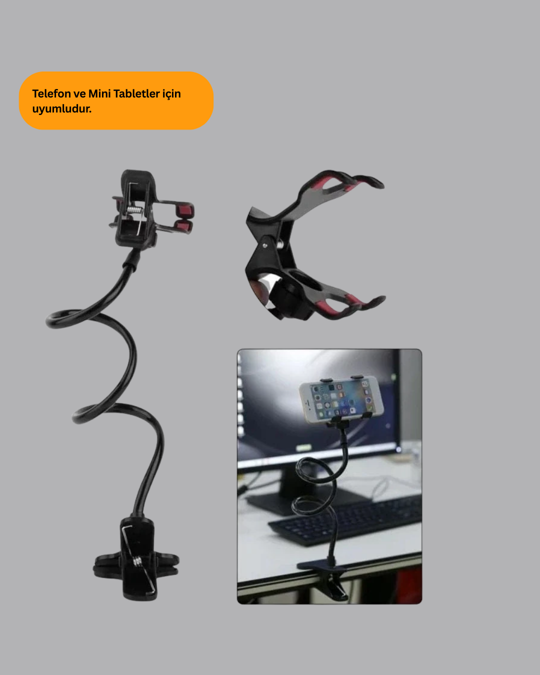 Akrobat Masaüstü Mandallı Telefon Tutucu 360 Derece Dönebilen - Lisinya Akrobat Masaüstü Mandallı Telefon Tutucu 360 Derece Dönebilen - Lisinya