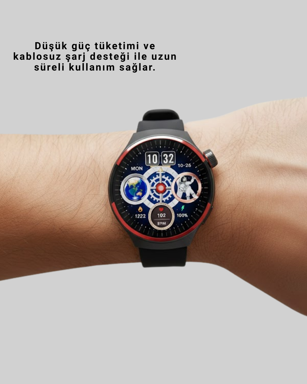 Spor ve Sağlık Takipli Akıllı Saat Kablosuz Şarj - Lisinya