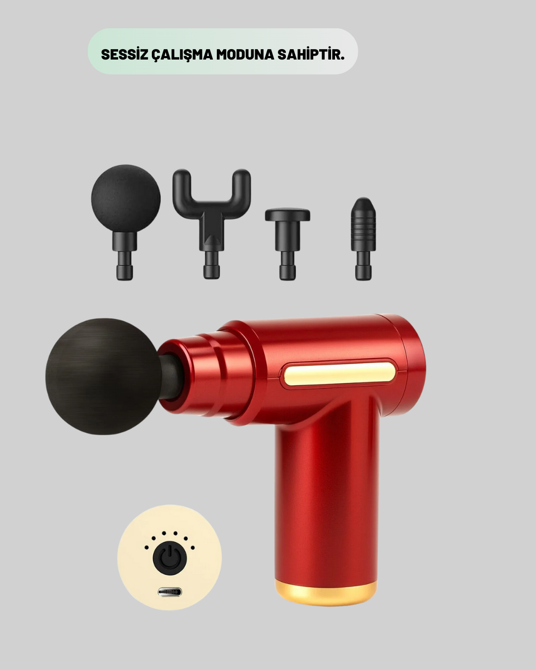 Kas Gevşetici Masaj Tabancası 4 Başlık ve Ayarlanabilir Hız - Lisinya