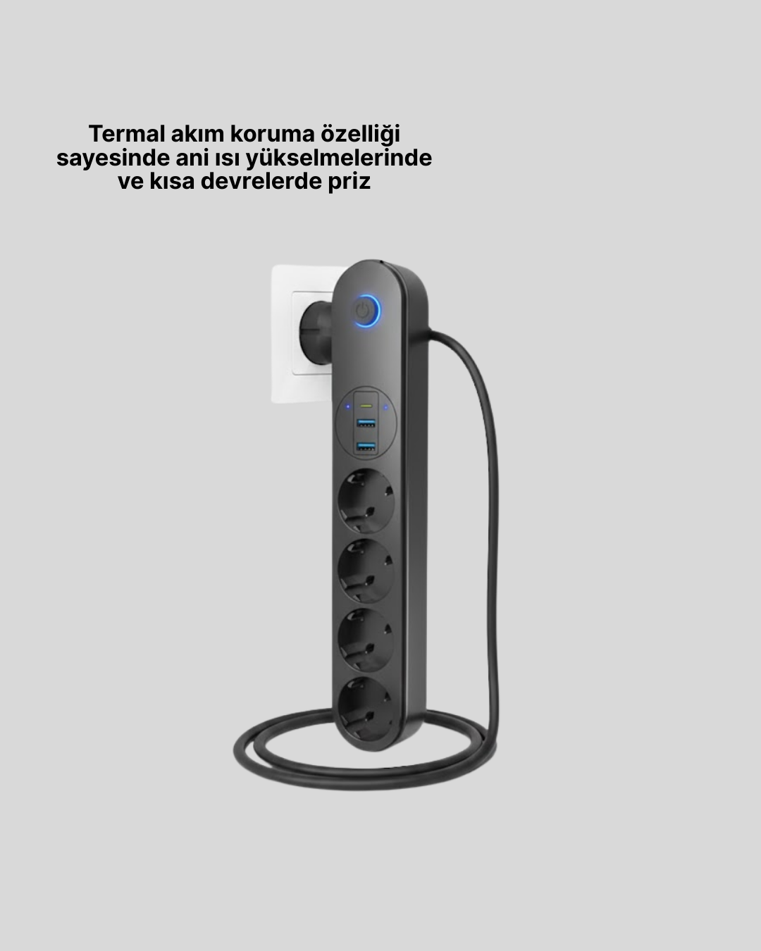 Akıllı Akım Dengelemeli 4’lü Çoklu Priz Type-C ve USB Çıkışlı - Lisinya Akıllı Akım Dengelemeli 4’lü Çoklu Priz Type-C ve USB Çıkışlı - Lisinya