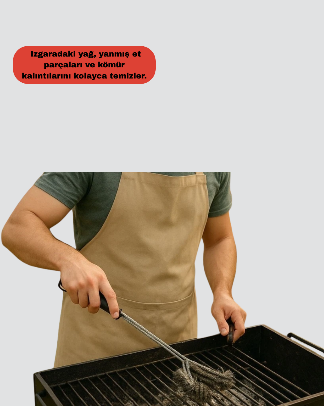 Uzun Saplı Izgara Temizleme Fırçası Çelik Telli - Lisinya