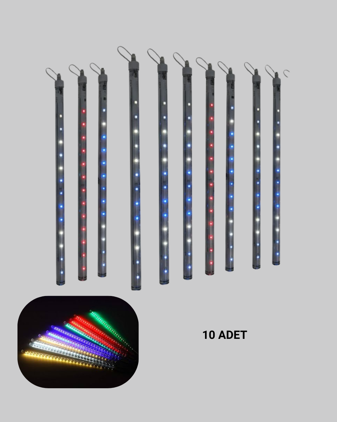Dekoratif LED Meteor Işık 10’lu Çubuk Seti - Lisinya