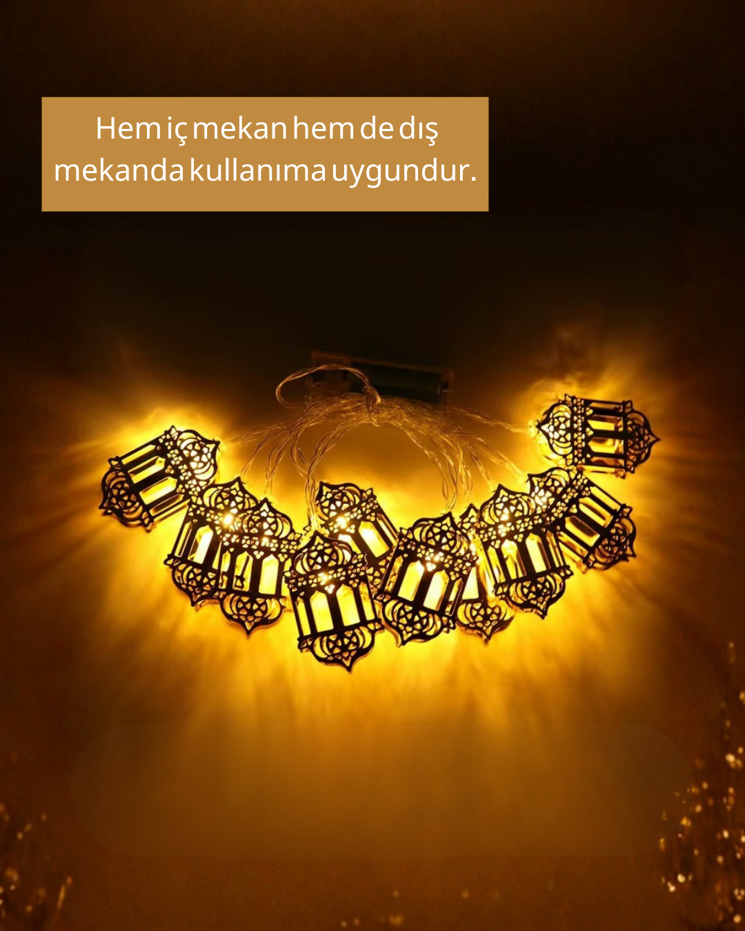 Altın Fener Detaylı Pilli Ramazan LED Işık Ev Dekorasyonu - Lisinya Altın Fener Detaylı Pilli Ramazan LED Işık Ev Dekorasyonu - Lisinya
