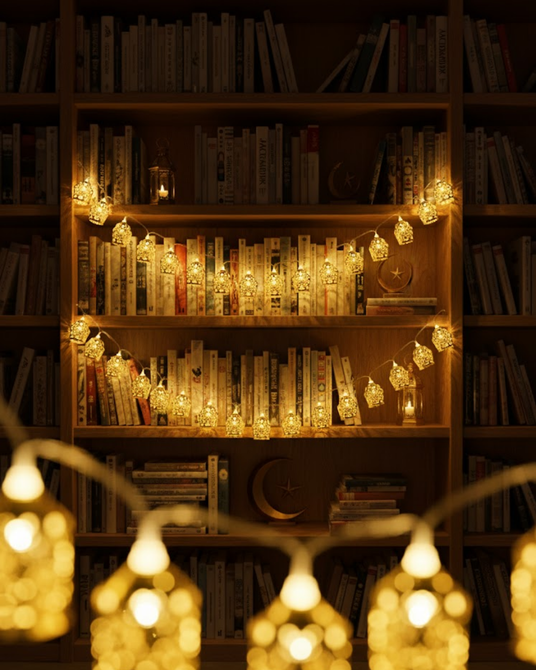 Ev Dekoru İçin Ramazan LED Işık Pilli Sıcak Sarı Cami Figürlü - Lisinya