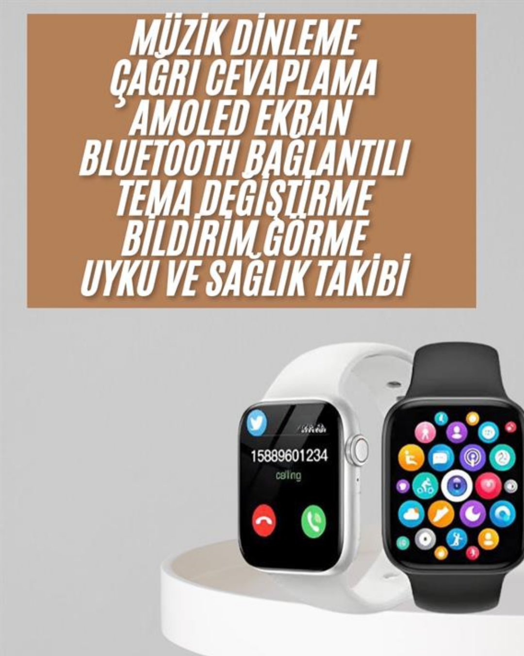 1.83 İnç Akıllı Saat Android ve İOS Uyumlu Çağrı Cevaplayabilen Adımsayar GPS Takibi - Lisinya