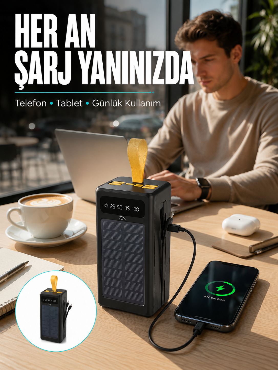Kamp ve Outdoor Kullanıma Uygun Güneş Panelli Powerbank - Lisinya Kamp ve Outdoor Kullanıma Uygun Güneş Panelli Powerbank - Lisinya