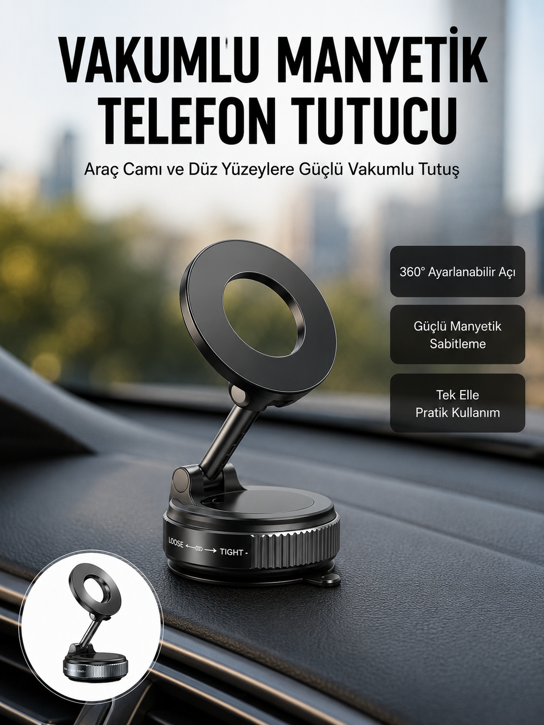 360 Derece Ayarlanabilir Manyetik Araç Telefon Standı - Lisinya 360 Derece Ayarlanabilir Manyetik Araç Telefon Standı - Lisinya