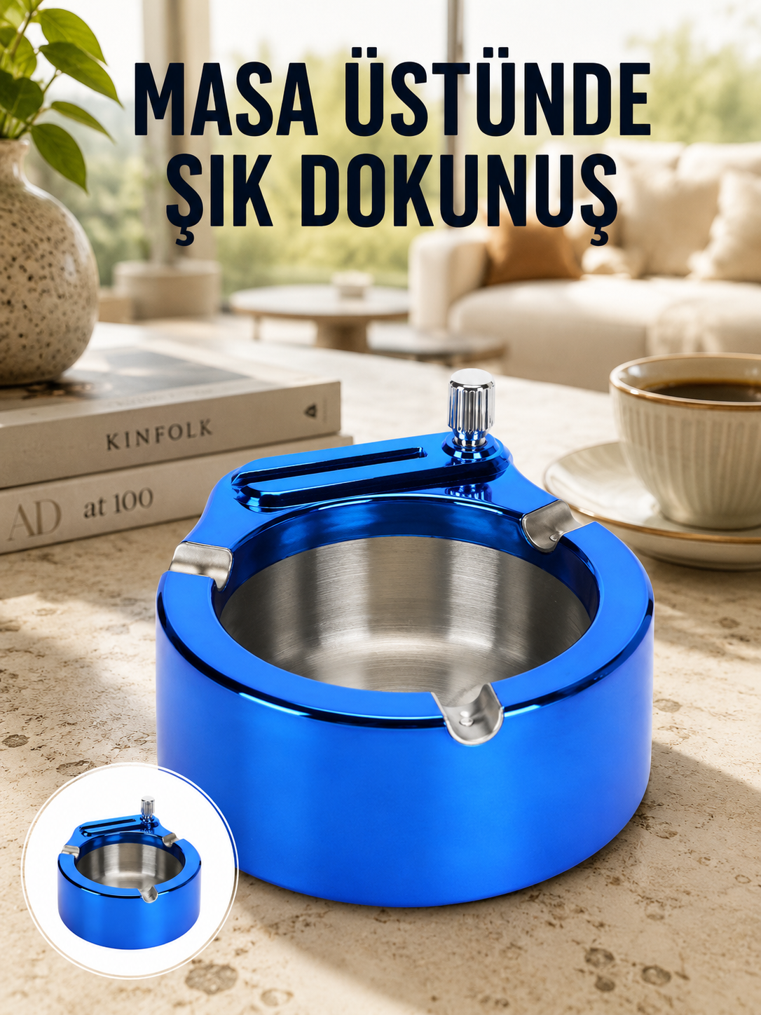 Masa Üstü Çakmaklı Küllük Paslanmaz Metal Gövde - Lisinya Masa Üstü Çakmaklı Küllük Paslanmaz Metal Gövde - Lisinya