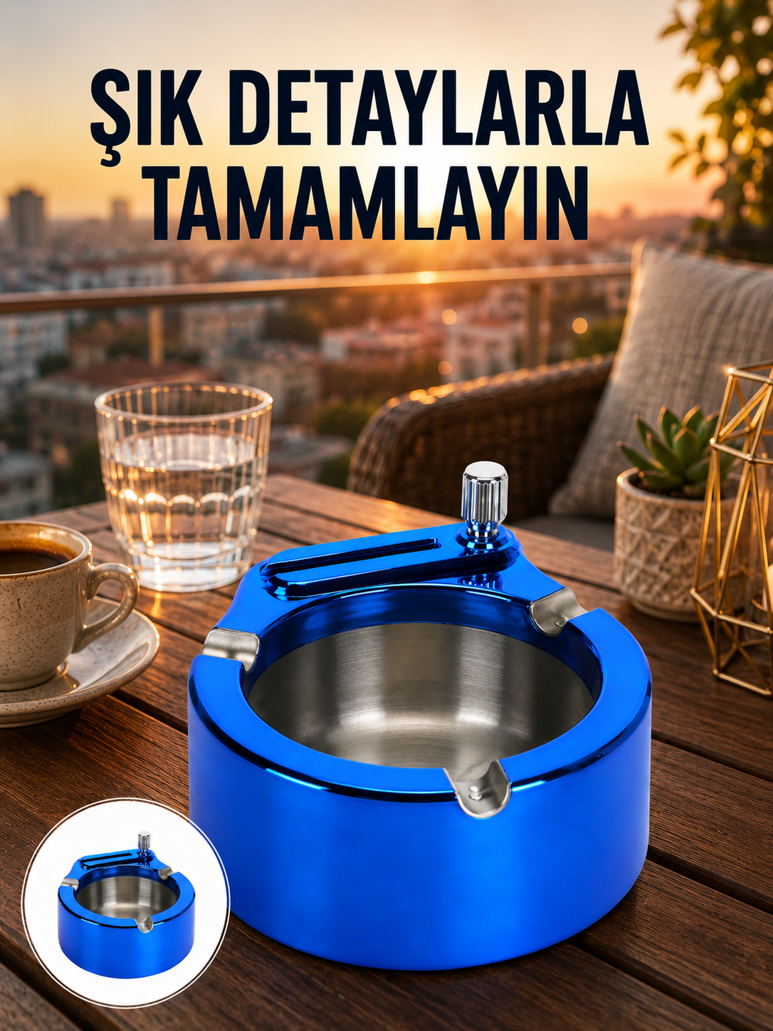 Yuvarlak Metal Küllük Çakmak Entegreli Dayanıklı Yapı - Lisinya Yuvarlak Metal Küllük Çakmak Entegreli Dayanıklı Yapı - Lisinya