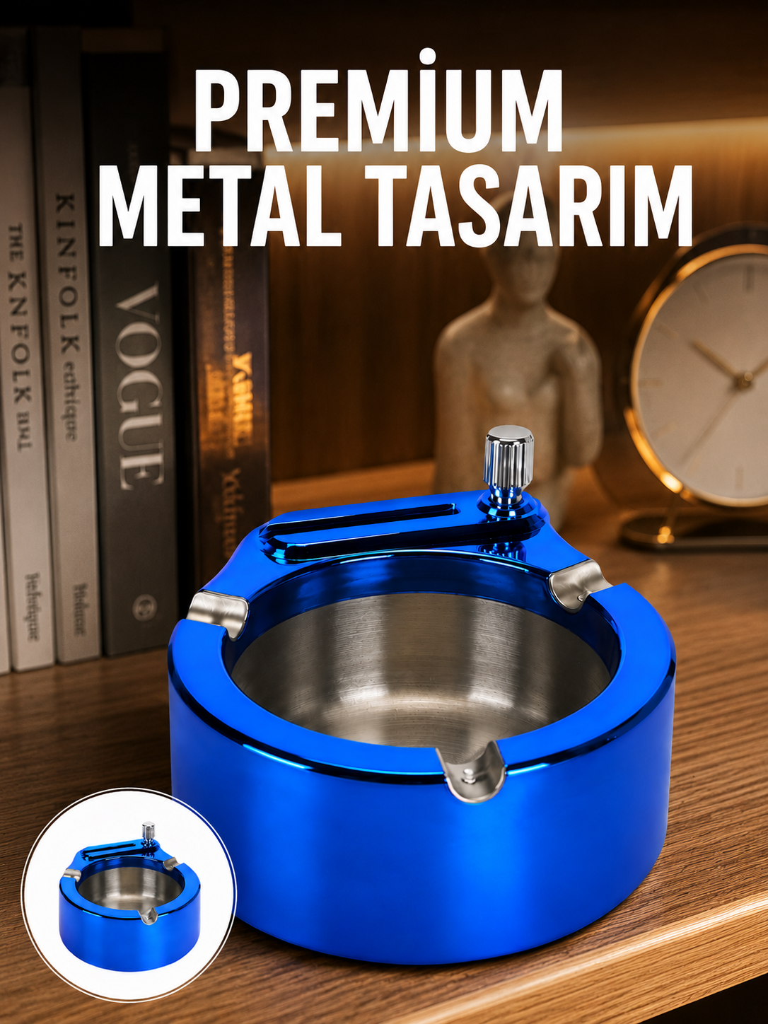 Dekoratif Çakmaklı Küllük Kolay Temizlenebilir Metal - Lisinya