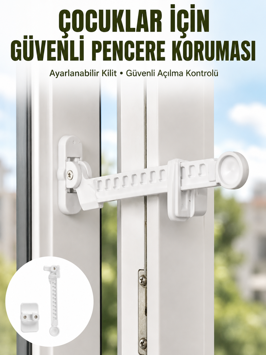 Cam Pencere Açılma Kontrol Kilidi Kolay Montaj 3’lü - Lisinya