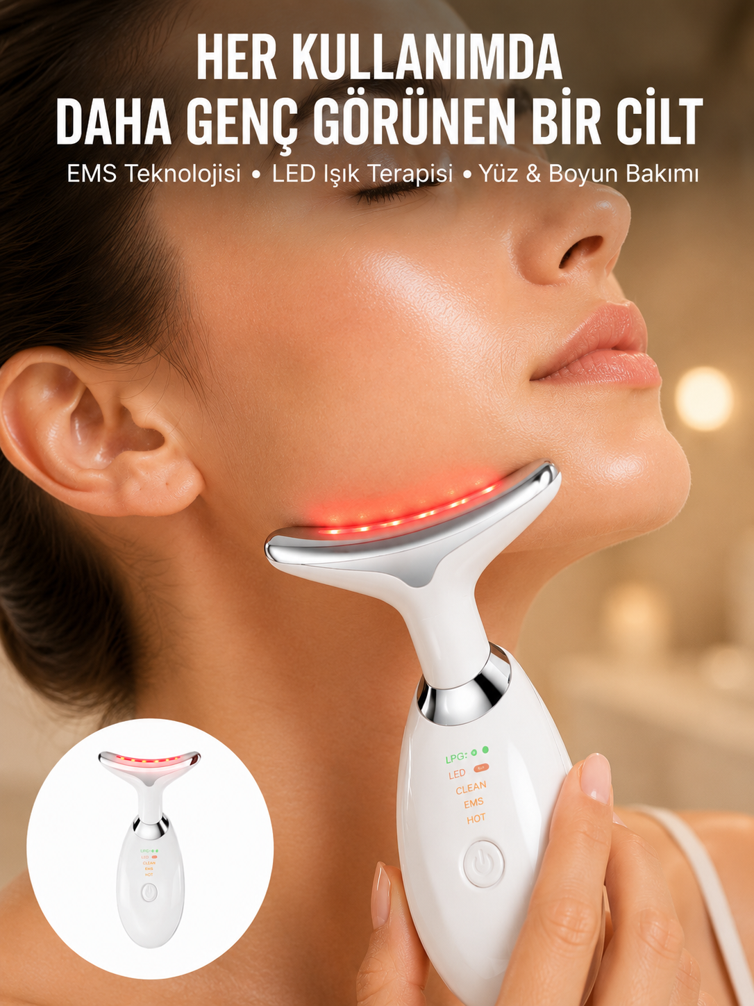 LED Işık Destekli Kırışıklık Karşıtı Yüz Bakım Aleti - Lisinya LED Işık Destekli Kırışıklık Karşıtı Yüz Bakım Aleti - Lisinya