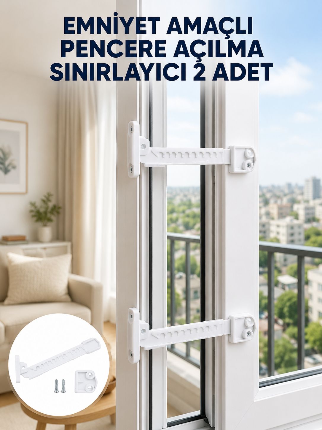Emniyet Amaçlı Pencere Açılma Sınırlayıcı Aparat 2 Adet - Lisinya