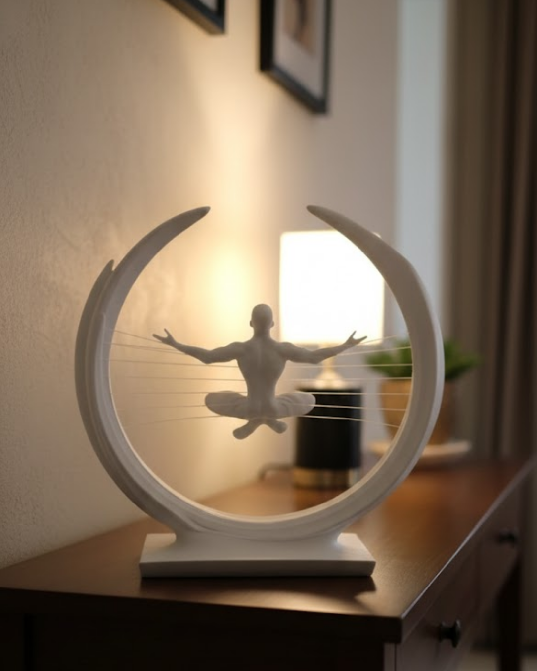 3D Zen Heykeli Ay Formlu Meditasyon Yapan İnsan Figürü Dekor - Lisinya